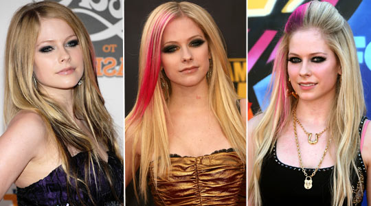 Avril Lavigne sempre inova o visual com mechas