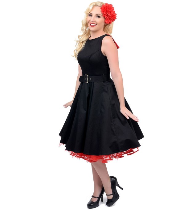 3yNfGKFhp9_1950s_Style_Black_Belted_Swing_Dress