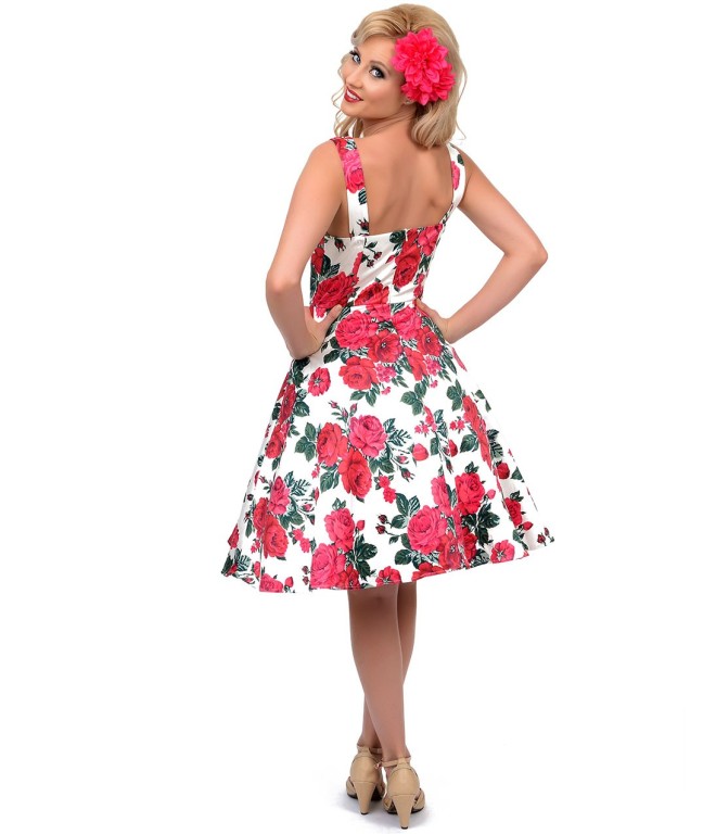 Rj8lBL9G9K_1950s_Style_Pink_Ivory_Floral_Bouquet_Swing_Dress